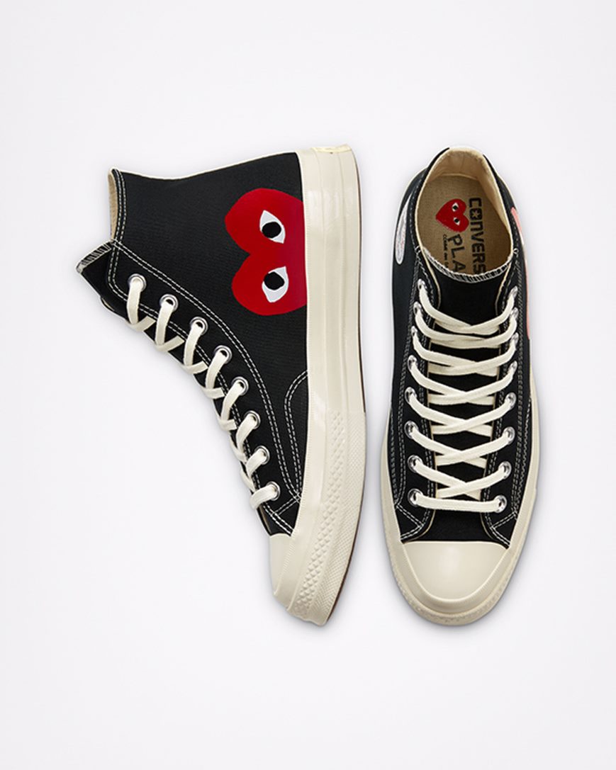 Tenisi Inalti Barbati Converse x Comme des Garçons PLAY Chuck 70 Negrii Albi Rosii | RO AGKQY298